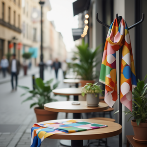 Foulard Geometrico Quadrato 70x70cm con Motivo Colorato, Accessorio di Moda - Product Image 2