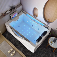Baignoire à remous autoportante en acrylique blanche pour 2 personnes, 1900 mm, double siège, jacuzzi, spa de surf, massage pour adultes