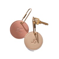 Porte-clés rond en cuir PU gaufré, style vintage, avec initiales, cadeau mignon pour petite amie