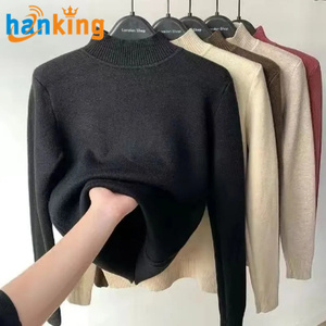 Suéter de Cuello Alto para Mujer, Otoño, Elegante, Grueso, Cálido, Manga Larga, Tejido, Logotipo Frontal, Pullover Informal de Poliéster/Nailon - Product Image 2