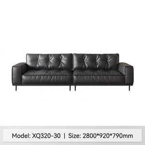Ensemble de canapés en cuir minimaliste italien moderne, canapé sectionnel de luxe, mousse haute densité, meubles de salon, cuir microfibre - Product Image 5