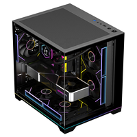 Boîtier PC de bureau Micro-ATX Ruix Carnival S2, vente en gros, tour moyenne, anti-collision, verre trempé, vue complète, pour jeux