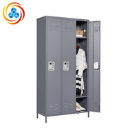 Casiers métalliques modulaires à 3 portes de 72 pouces de hauteur avec serrure pour employés, armoire de rangement en acier pour salle de sport, bureau, école, garage, gris