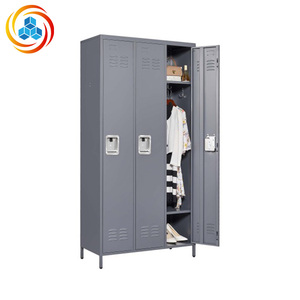 Casiers métalliques modulaires à 3 portes de 72 pouces de hauteur avec serrure pour employés, armoire de rangement en acier pour salle de sport, bureau, école, garage, gris - Product Image 3