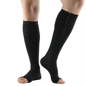 Knee High Unisex Adult Varicose Vein Medical Compression Socks Zip Breathable Compression Socks