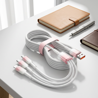 Kabel Data USB-C Tiga-dalam-Satu 66W Ice-crystal Gradient, Pengisian Daya Super Cepat untuk Smartphone, Tersedia Grosir