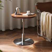 Table basse moderne Botai Moonlit, design nordique, base en acier inoxydable, plateau en placage de bois, imperméable, résistante aux taches, petite table de salon