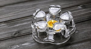 Service à thé en verre cristal avec motif <span class=keywords><strong>de</strong></span> cœur, théière à fleurs chauffante, <span class=keywords><strong>bougie</strong></span> résistante à la chaleur, accessoires <span class=keywords><strong>de</strong></span> service à thé - Product Image 4