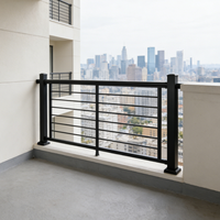 Rampe de balcon, couloir et escalier rectangulaire moderne en acier inoxydable galvanisé noir, résistant à la rouille, pour extérieur