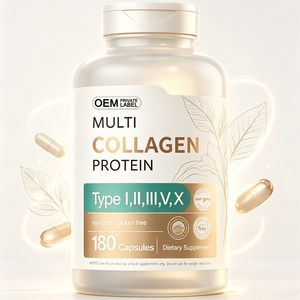 Capsules de protéines multi-collagènes personnalisées OEM à marque privée, types I, II, III, V, X, supplément naturel pour adultes, soutient l'élasticité de la peau et des cheveux - Product Image 1
