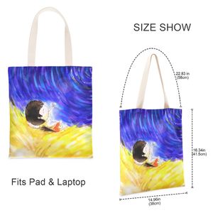 Custom Artistic Starry Boy Print <b>Canvas</b> <b>Shopper</b> Bag Durable Tote with Inner Pocket for Travel, Wholesale Bulk - Product Image 2