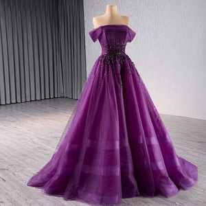Robe de bal élégante en tulle à épaules dénudées, avec appliques en dentelle et cristaux, robe de soirée, robe de bal, robe de fête Rsm241105 - Product Image 6