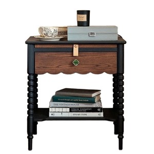French Retro Style Nightstand Solid Wood <b>Storage</b> Cabinet For Bedroom - Product Image 3