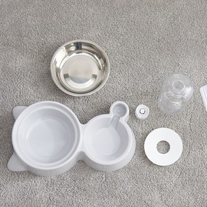 <b>Cat</b> Double Bowl <b>Feeder</b> With Water Dispenser Stainless Steel Pet Food Dish For <b>Cats</b> Rounded Shape PB030 - Product Image 4