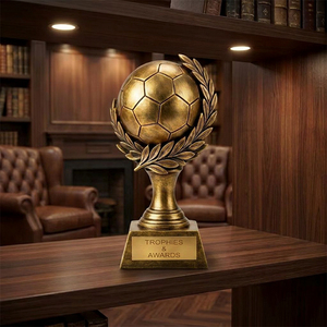 Fabricant <span class=keywords><strong>de</strong></span> trophées en résine dorée personnalisés, coupe <span class=keywords><strong>de</strong></span> football dorée, souvenirs pour les tournois sportifs scolaires, cadeaux personnalisés - Product Image 1
