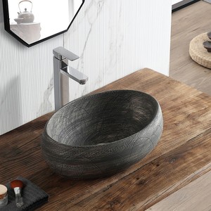 Lavabo sobre encimera de porcelana hecho a mano de lujo ligero, lavabo de baño de ingeniería de Hotel de forma ovalada, encimera de cerámica - Product Image 4