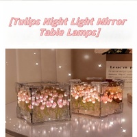 Veilleuse à fleurs tulipes LED faite à la main pour l'extérieur Cadeau de la Saint-Valentin IP44 Nuage Miroir Tulipe Lampe DIY
