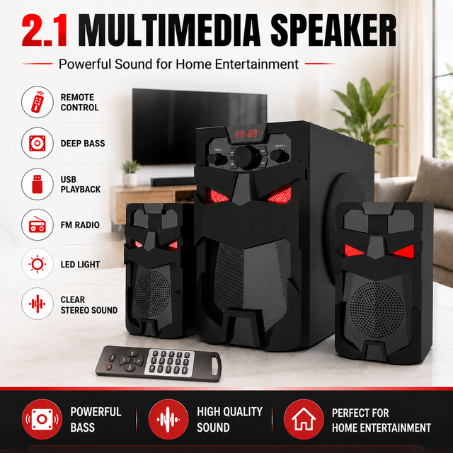 New 2.1 High-fidelity Notebook Desktop Computer Audio Multimedia Subwoofer Wooden Speakers