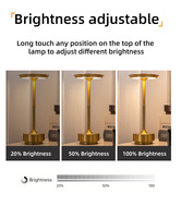 Lampe de table rechargeable en aluminium sans fil, lampe de bureau 5200mAh, longue durée de vie de la batterie 26H pour hôtel, restaurant, bar