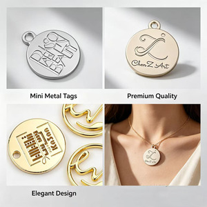 Étiquettes rondes en métal personnalisées avec logo en relief pour vêtements, avec bord découpé au laser et design personnalisé en finition or et argent - Product Image 4