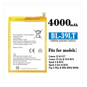 BL-39LT 4000 мАч Camon 12 для Tecno мобильный телефон замена батареи KC3 аккумуляторные батареи - Product Image 3