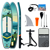Planche de SUP gonflable multi-usage 11 pieds x 33 pouces, planche de paddle récréative antidérapante avec pompe et aileron pour la navigation en lac et le croisement