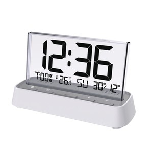Digital Desk <b>Clock</b> With Alarm Temperature Humidity Display Minimalist Design Rectangle Shape <b>Battery</b> Powered Multi Functional - Product Image 1