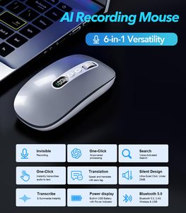 Ratón Inalámbrico con IA, Grabador de Voz y Audio, Ratón Bluetooth Inalámbrico para MacBook/PC/Laptop, Recargable por USB-C de <span class=keywords><strong>2</strong></span>.4GHz - Product Image 5