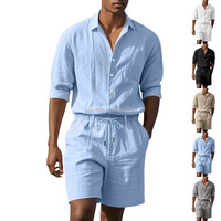 Ensemble chemise décontractée tricotée unie et short de plage pour homme, respirant, 100 % polyester, vente en gros directe usine, collection été