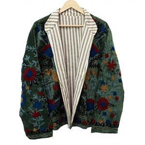 Veste vintage en velours imprimé floral avec broderie Suzani, tissu en coton respirant, manches longues pour femmes, automne, hiver, printemps - Product Image 1