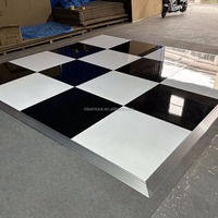 NIKA - Pista de Baile Portátil de Madera Contrachapada con Diseño Cuadriculado en Blanco y Negro para Bodas, Eventos y Fiestas