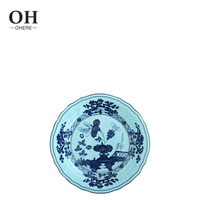 Service de vaisselle de luxe en céramique et porcelaine, motif bleu encre, style vintage, écologique, pour mariage, personnalisable, en porcelaine fine américaine