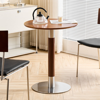Table à manger rétro en acier inoxydable et bois, style nordique moderne, mobilier de bureau, ensemble de tables à manger pour hôtel et restaurant