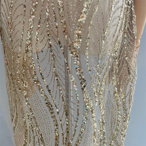 2023 nóng bán sang trọng vàng sọc sequin ren vải cho bên váy - Product Image 5