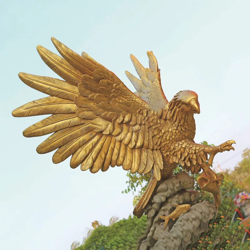Estátuas de águia em tamanho real arte escultura de pássaro animal bronze falcão bronze escultura de águia animal