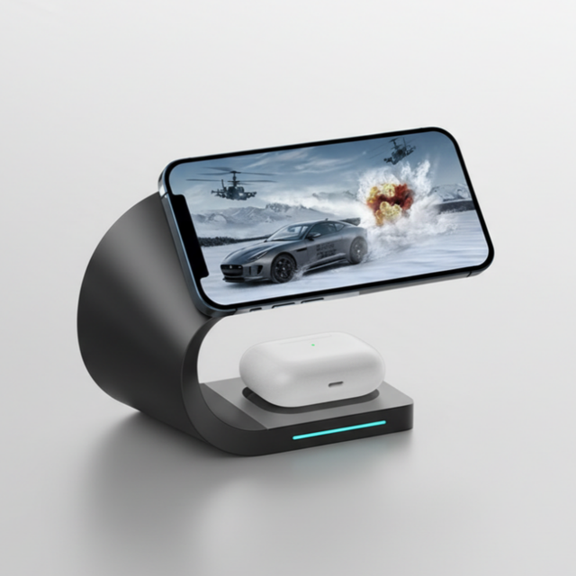 Trending Product 2026 3 in 1 Wireless Charger Stand New Desktop Phone Holder With 15W Fast Charging