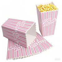 Emballage alimentaire jetable Offre Spéciale personnalisé boîte à pop-corn à stries rouges boîte à collation à emporter conteneur d'emballage