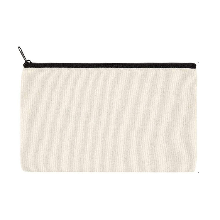 Großhandel kunden spezifisches Logo DIY Plain Kosmetik taschen Baumwolle Leinwand Bleistifte tuis mit Reiß verschluss für Mädchen Lagerung