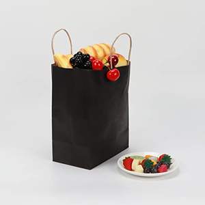 KM Customized Eco-Friendly Kraft/White/Shopping/<b>Gift</b>/Coffee Flat Bottom Food Packaging Paper <b>Bag</b> with Handle - Product Image 5