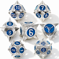 Ensemble de dés à picots en métal vert canon de fusil 7 pièces, dés polyédriques ornés pour D&D, jeu de société RPG, kit cadeau professionnel