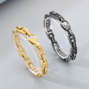 Vintage Elegant Trendy Men's Gold Plated Stainless Steel Geometric Hip Hop Bangle Jewelry Christmas Gift - Product Image 1