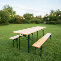 Ensemble de table et chaises pliantes de style campagnard américain en bois massif moderne avec banc pour cour et parc