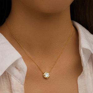 Collar de Plata de Ley 925 Minimalista CANNER con Incrustaciones de Circonita en Forma de Ojo de Caballo, Perla Redonda Cuadrada, Collar de Clavícula para Mujer - Product Image 5