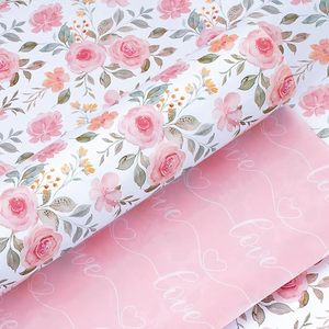 กระดาษห่อแบบคอปเปอร์เพลทลายดอกไม้สีชมพูแบบดั้งเดิม - Product Image 1