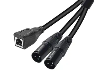 双XLR公到RJ45母音频电缆，网络接口母到XLR母音频信号传输