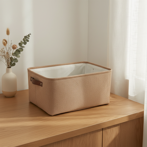 Grands paniers <span class=keywords><strong>de</strong></span> rangement rectangulaires pliables en tissu <span class=keywords><strong>de</strong></span> lin, multifonctionnels, écologiques, durables, sécuritaires et peu encombrants, avec poignée pour - Product Image 5