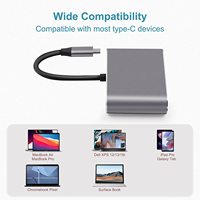 Adaptateur KSIN USB C vers VGA HDMI Type C vers 4K HDMI câble d'extension vers 1080P VGA USB 3.0 USB C PD Port de charge pour MacBook