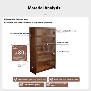 Gabinete de almacenamiento de pared integrado de color nogal Estantería a prueba de polvo para muebles de sala de estar - Product Image 3