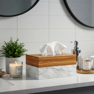 Premier exportateur vendant un design moderne Accessoire pour la maison Couvercle de boîte à mouchoirs en bois de marbre naturel fait à la main de luxe à vendre - Product Image 1