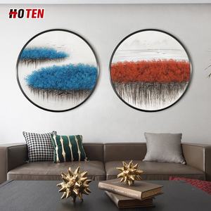 Dipinto a olio moderno paesaggio minimalista dipinto a mano <span class=keywords><strong>murale</strong></span> in <span class=keywords><strong>legno</strong></span> per la decorazione della parete del soggiorno include tela sospesa e Base - Product Image 2